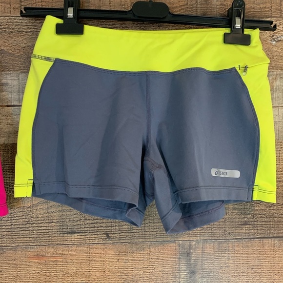 Asics 2 pair athletic performance workout shorts gray pink yellow Size XS - Picture 5 of 8